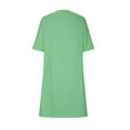 thumbnail image 4 of Kmdttou Plus Size Summer Dress for Women's Fashionable Loose Casual Dress Straight Tube Solid Color Pocket Round Neck Medium Length Dress Short Sleeved Round Neck Dress, 4 of 5