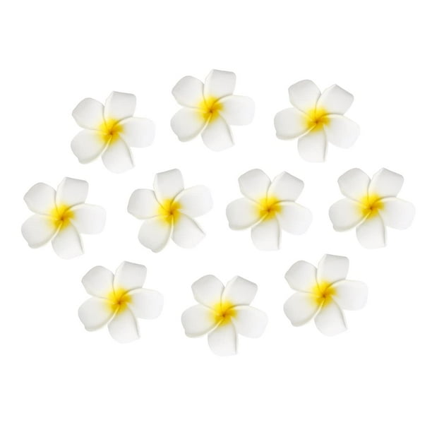 Pinza para el cabello con flor de Plumeria hawaiana para mujer, accesorios para el cabello con pasador para novia y boda, 10 piezas
