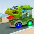thumbnail image 6 of Usloyux Kids Toys Under $5 Electric Steam Train Truck Toy,Monster Dinosaur Truck Toy with Smokes,Flashing Lights & Sound, 360 Rotation Bump and Go Car Toddler Toy for Boys Girls, 6 of 9
