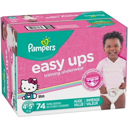 Pampers Easy Ups Training Underwear Girls, Size 4T-5T, 74 Ct
