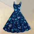 thumbnail image 2 of Valentines Dress for Women Sleeveless Midi Dress Round Neck A-Line Vintage Valentine Heart Print Party Dresses Dark Blue 2XL, 2 of 6