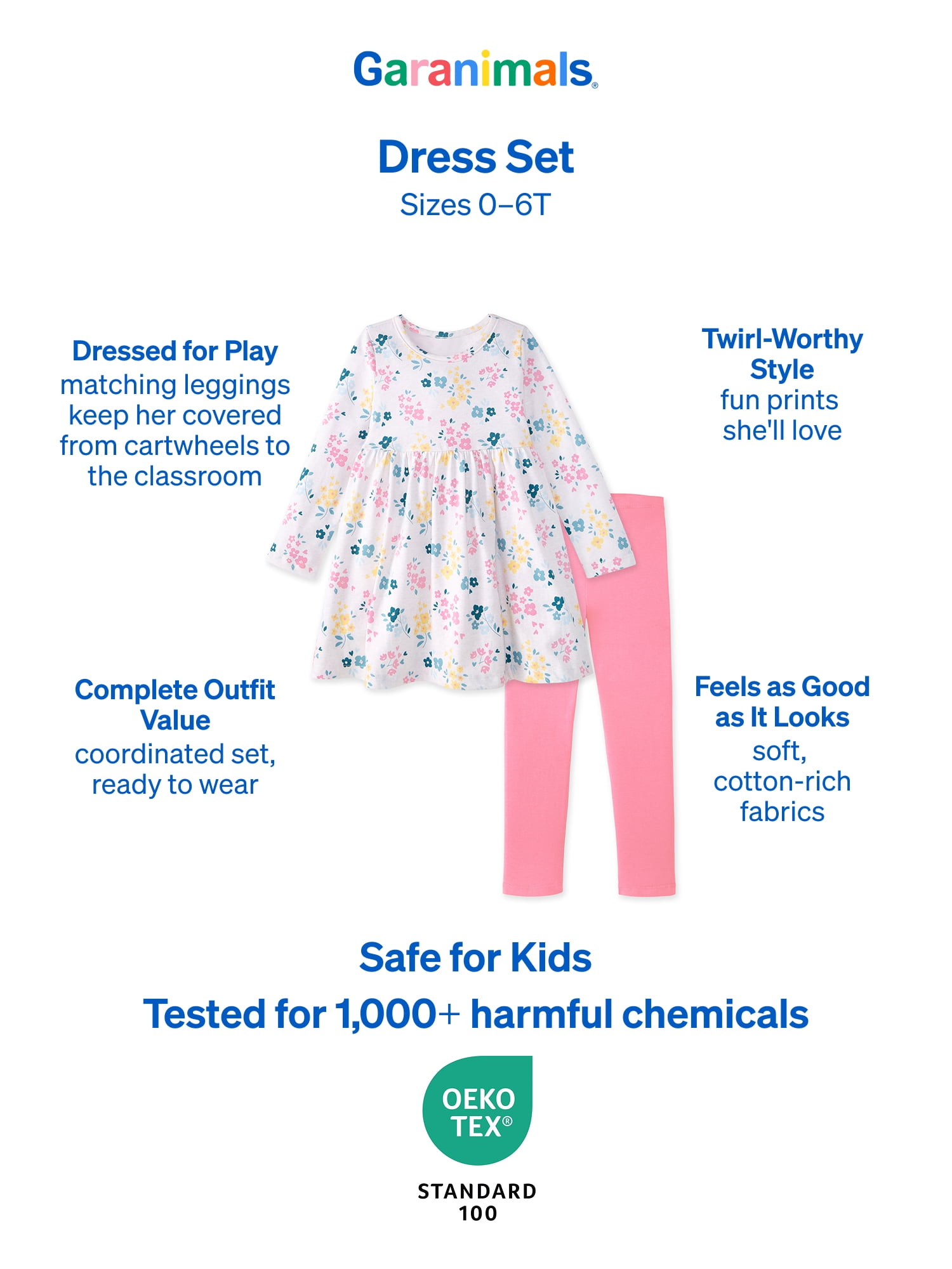 Garanimals Baby & Toddler Girl Dress 2-Piece Outfit Set, Sizes 0-6T