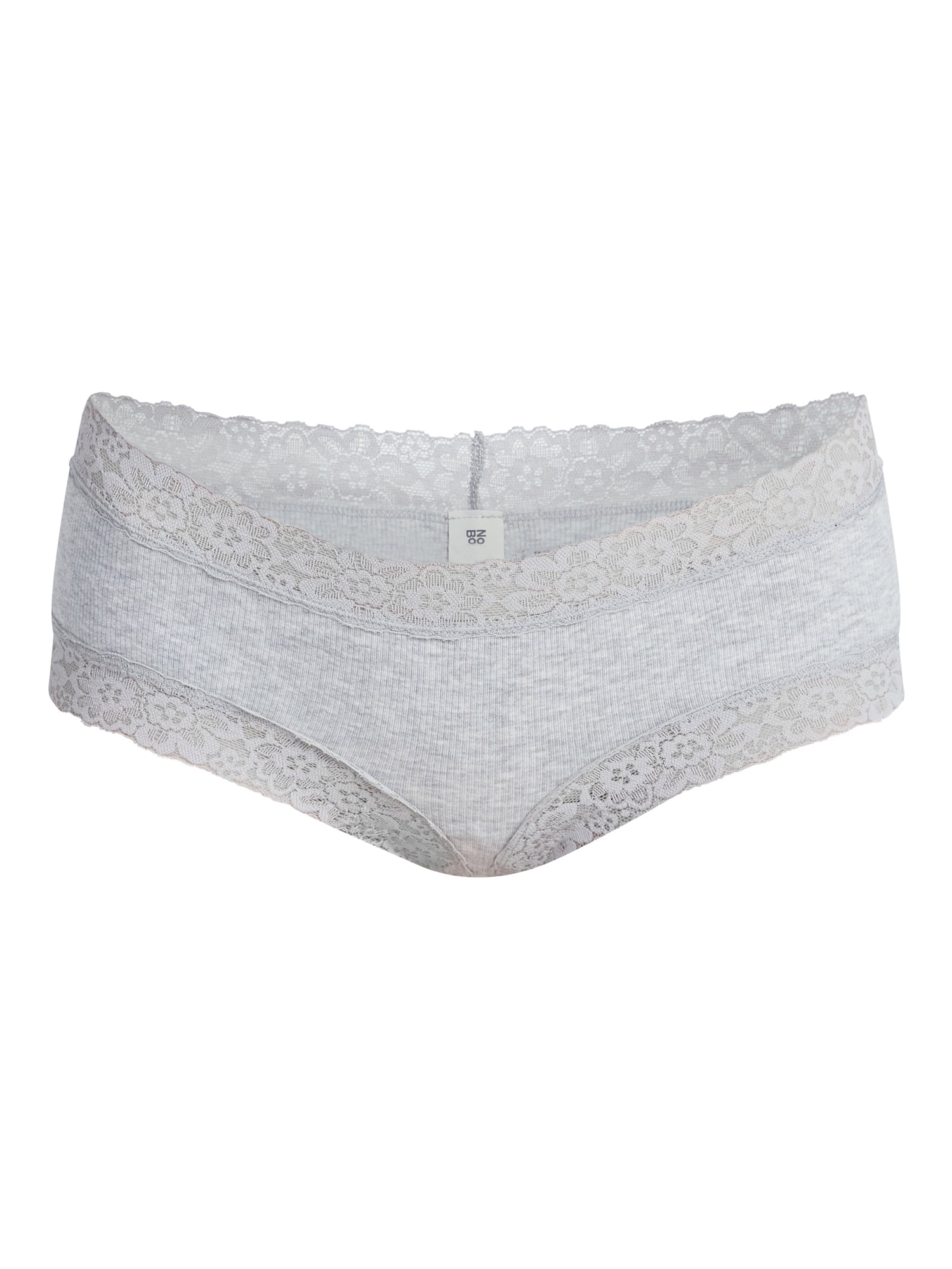 No Boundaries Lace Trim Cotton Rib Cheeky Panties, 3-Pack, Women's XS-XXXL