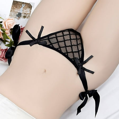 

ALSLIAO Women Underwear Mesh Comfortable Transparent Breathable Large Size Briefs Black One Size