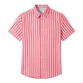 thumbnail image 5 of Kalauyu Short Sleeve Vertical Striped Button Down Shirts for Men Turn Down Collared Lightweight Blouse Casual Summer Shirt Tees, 5 of 5