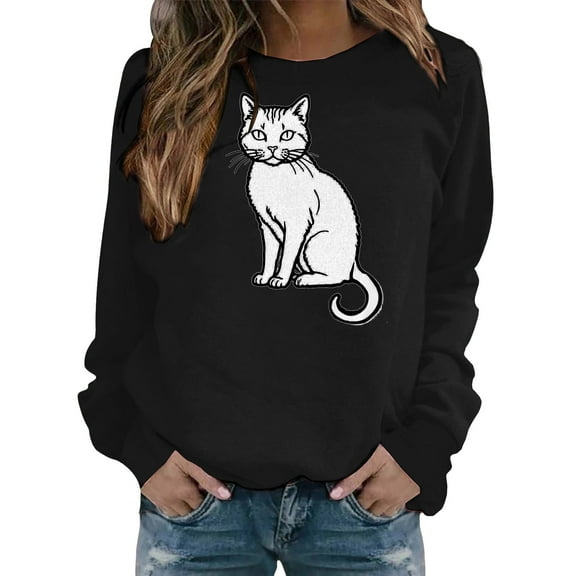 Weikingp Womens Pullover Sweatshirts Cotton Sweatshirts for Women Cute Clothes for Women Pullover Sweaters for Women Sweatshirts for Women Black L