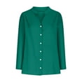 thumbnail image 6 of UAMVSH Women Button down Two Piece Sets Plus Size Cotton Linen Long Sleeve Shirts and Drawstring Bermuda Shorts Beach Outfits(Large,Green), 6 of 7