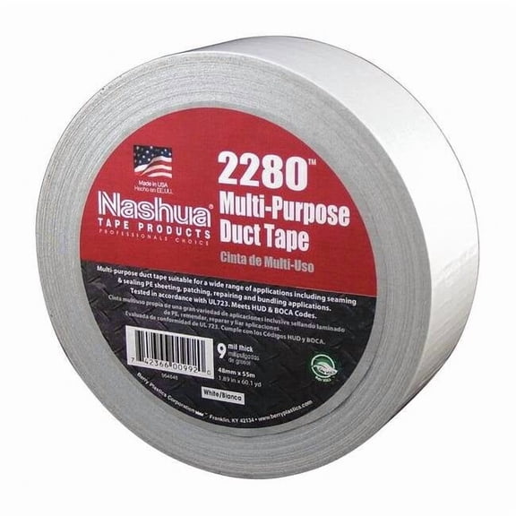 Nashua Duct Tape, White, 60 yd L, 1-7/8 in W 2280