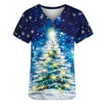 thumbnail image 4 of Oplxuo Christmas Scrubs Tops for Women Plus Size Stretchy Short Sleeve V Neck Xmas Tree Snowflake Print Nurse Scrub Medical Uniform, 4 of 4
