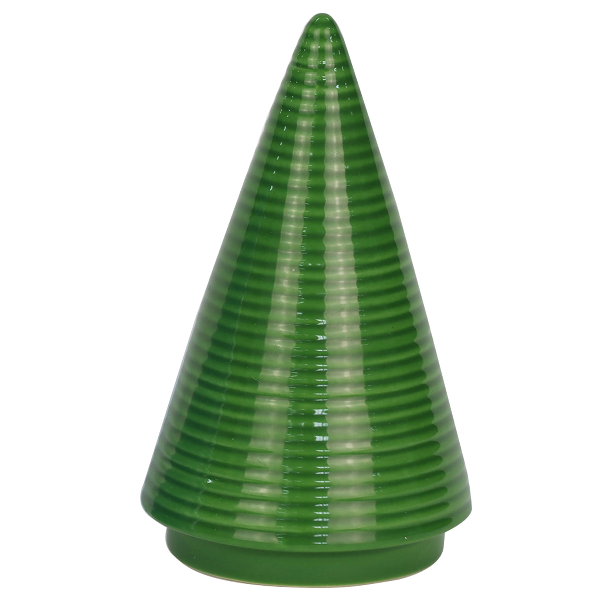 Holiday Time Green Ceramic Cone Tree Tabletop, 5 inches Tall