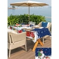 thumbnail image 4 of Outdoor Tablecloth with Umbrella Hole and Zipper, Navy Blue Snowman Christmas Rectangle Table Cloth 60x84 Inch Waterproof Tablecloth, Gifts Xmas Tree Winter Snowflake Picnic Table Cover for Patio, 4 of 7