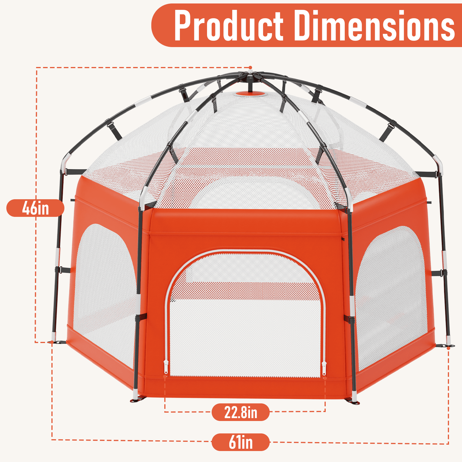 G TALECO GEAR Baby Playpen with Canopy - Instant Pop-Up Portable Play Yard for Infants & Toddlers, Light weight Foldable Indoor Outdoor Playpen Tent for Beach Camping Travel, Orange