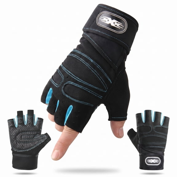 Weight Lifting Gloves with Wrist Support for Men Women, Breathable Full Palm Protection for Gym Fitness Training Pull Ups