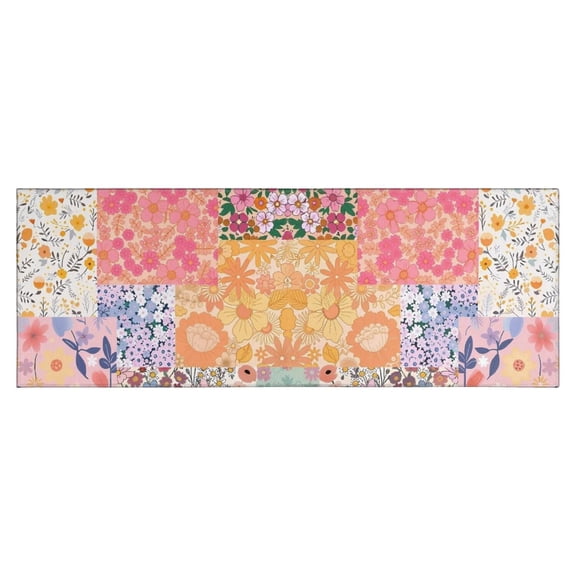 Pioneer Flower Floral Print Pattern Kitchen Rug Mat,Kitchen Runner Rugs Non Skid Washable,Decorative Kitchen Floor Mats for Kitchen,Sink,Laundry,17"X47"