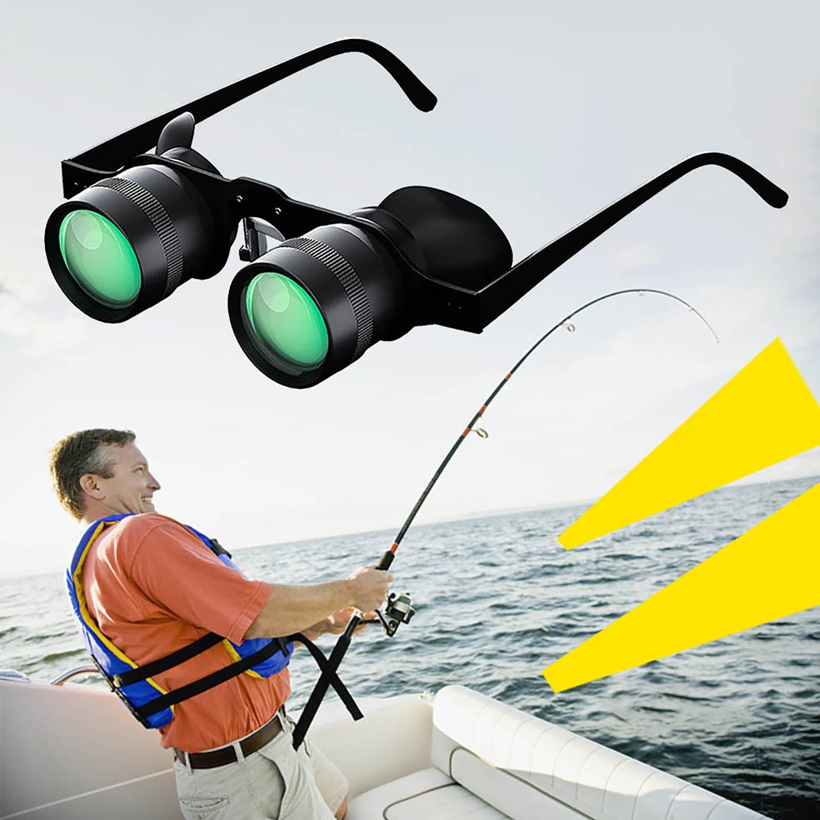 Uutvmp Hands Binocular Glasses for Fishing, Bird Watching, Sports, Concerts, Theater, Opera, TV, Sight Seeing, HD Lens with 3 Color Filters, Adjustable Focus