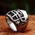 thumbnail image 3 of K-KED Men's Powerful Headguard Gorilla Ring Stainless Steel Gothic Biker Delicate Jewelry Ring-9, 3 of 6