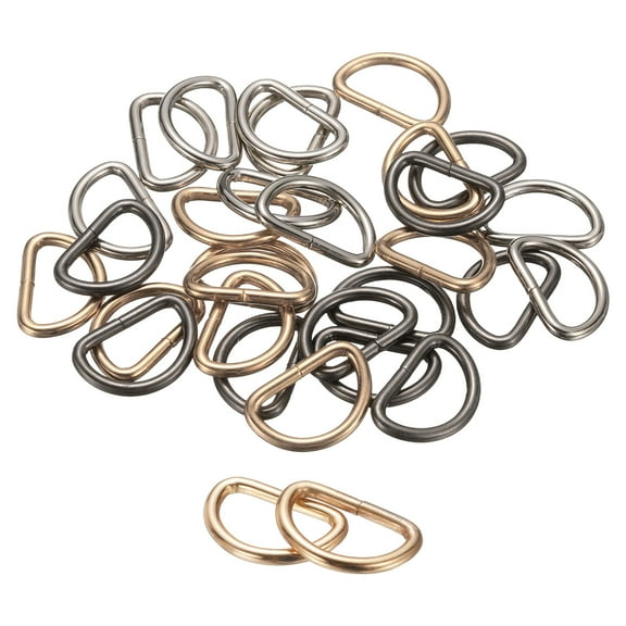 Uxcell 30pcs D Ring 3/4" (20mm) Metal Electroplate D-Shape Buckle Clips, 3 Colors