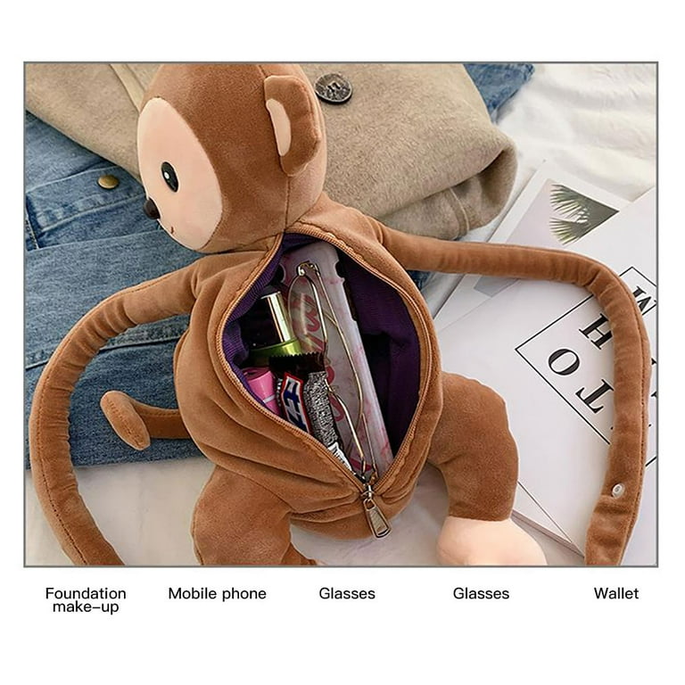 okwish Lovely Monkey Plush Shoulder Bag Cartoon Children Stuffed Animal  Messenger Bag Gift