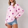 thumbnail image 4 of Womens Crewneck Sweatshirts Casual Long Sleeve&nbsp;Polka Dot Print Loose Fit Fall Tunic Tops Light pink XL, 4 of 5