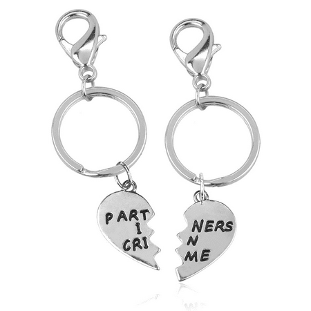 Lux Accessories Partners In Crime BFF Best Friends Forever Matching Keychain Set (2