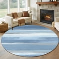 thumbnail image 2 of Round Rug 5ft Area Rug, Modern Abstract Stripe Art Area Rugs for Living Room Bedroom, Oil Painting Blue Gray Art Floor Mat Non-Slip Non-Shedding Carpet Indoor Accent Rugs, 2 of 9