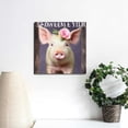 thumbnail image 2 of ARISTURING  Pig Art Pig with Flower Crown Poster Decorative Painting Cute Pig and Lavender Picture Wall Decor Pig Canvas Wall Art Bedroom Home Framed Painting (Wooden frame PIG), 2 of 3