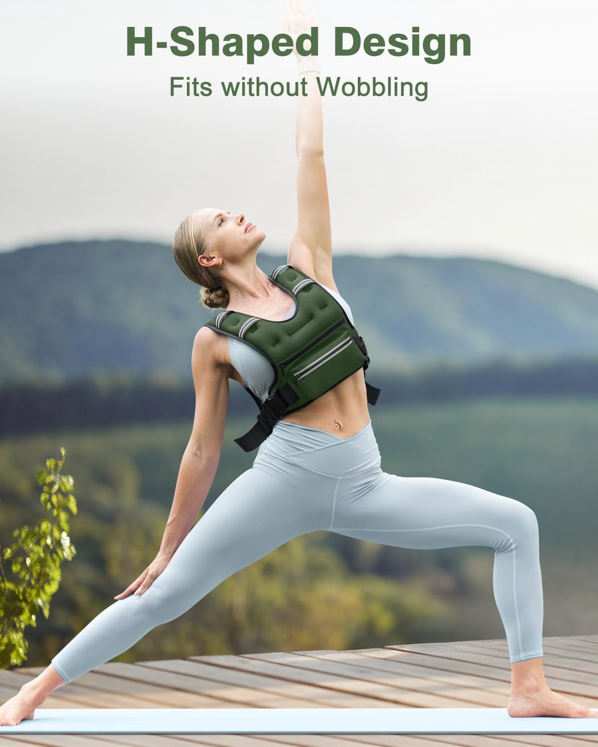 Green 8 lb Weighted Vest for Workout Running Walking