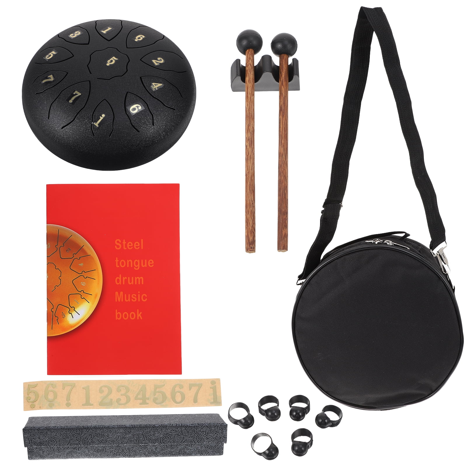 ETHZZLE 1Set Convenient Black Steel Tongue Drum with Thickened Body and Stable Sound Quality