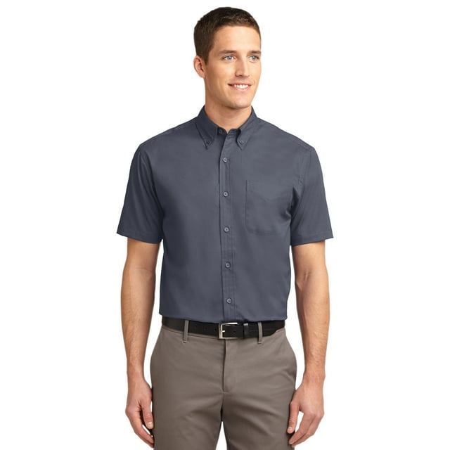 Port Authority Men's Port Authority Short Sleeve Easy M Steel Grey/Light Stone