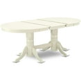 thumbnail image 4 of HomeStock 7 Piece Kitchen Table & Chairs Set Consist of an Oval Dining Table with Leaf and 6 Gray Linen Fabric Upholstered Chairs, 40x76 Inch, Linen White, 4 of 7