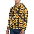 thumbnail image 3 of Honeii Vintage Black White Plaid Sunflowe Pattern Mens Hoodies Men's Loose Sleeve Sweatshirt,Pullover Hooded Sweatshirt for Men,Essentials Hoodie-4X-Large, 3 of 7