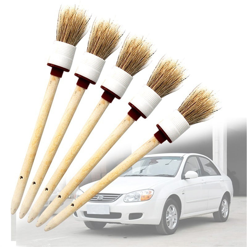 6X Wood Handle Auto Care for Interior Dashboard Rims Car Brush Kit Bristle R6V8 