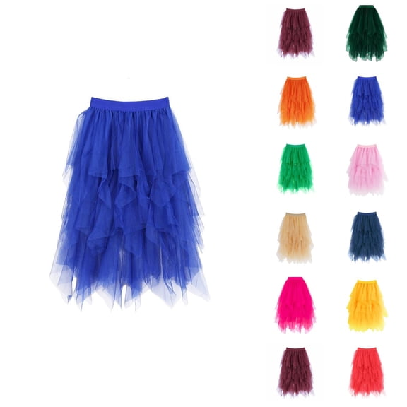 Tulle Skirts for Women High Low Layered Puffy Fairy Skirts High Waisted Irregular Tutu Skirt