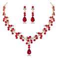 thumbnail image 3 of 1 Conjunto de collar y pendientes de moda, joyería de diamantes de imitación para novia, accesorios para vestido de novia para mujer (rojo), 3 of 8