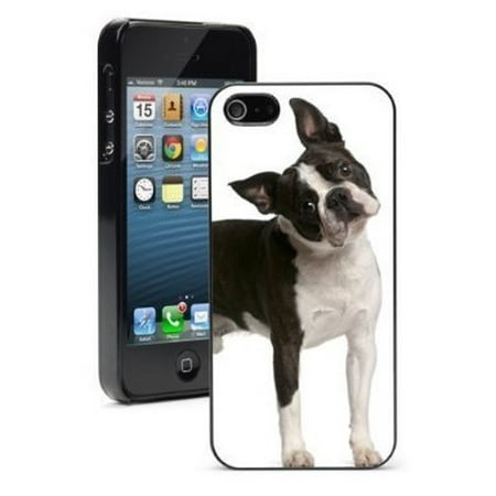 Dog Protector Case - Apple iPhone 6 6s Hard Color Back Case Cover Protector Cute Confused Boston Terrier Dog (Black)