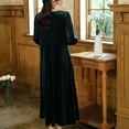 thumbnail image 2 of Defitshape Women's Long Sleeve Nightgown Soft Velour Winter Comfy Lace Velvet Sleep Dress V Neck Mid-Length Dark Green Large, 2 of 4