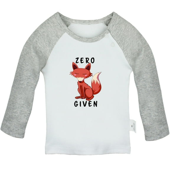 iDzn Zero Given Funny T shirt For Baby, Newborn Babies T-shirts, Infant Animal Fox Tops, 0-24M Kids Graphic Tees Clothing (Long Gray Raglan T-shirt, 0-6 Months)