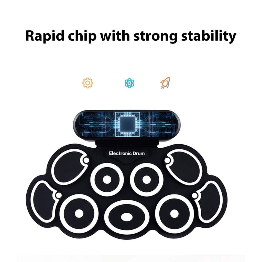 Small Electronic Drum Set Practicing Drum Pad Silicone Texture Music Creation Tool Suitable for Travel and Outdoor Gigs