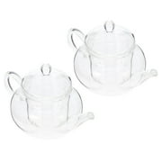 ARTEA 2Pcs Thickened Glass Tea Kettle Handheld Teapot with Infuser Exquisite Clear Scented Tea Kettle(250ml)