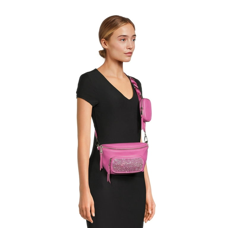 Madden NYC Women s Crystal Fanny Pack Crossbody Pink