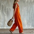 thumbnail image 6 of Sokhug Women's Wide Leg Jumpsuit Ruffle Strap Button Front Casual Loose Fit Summer Romper Overalls with Pockets, 6 of 7
