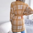 thumbnail image 4 of Pntutb Moda Mujer Otoño Invierno Color Sólido Enrejado Manga Larga Cardigan Suéter Chaqueta Tops Rollbacks Pntutb Pntutb-3748, 4 of 7