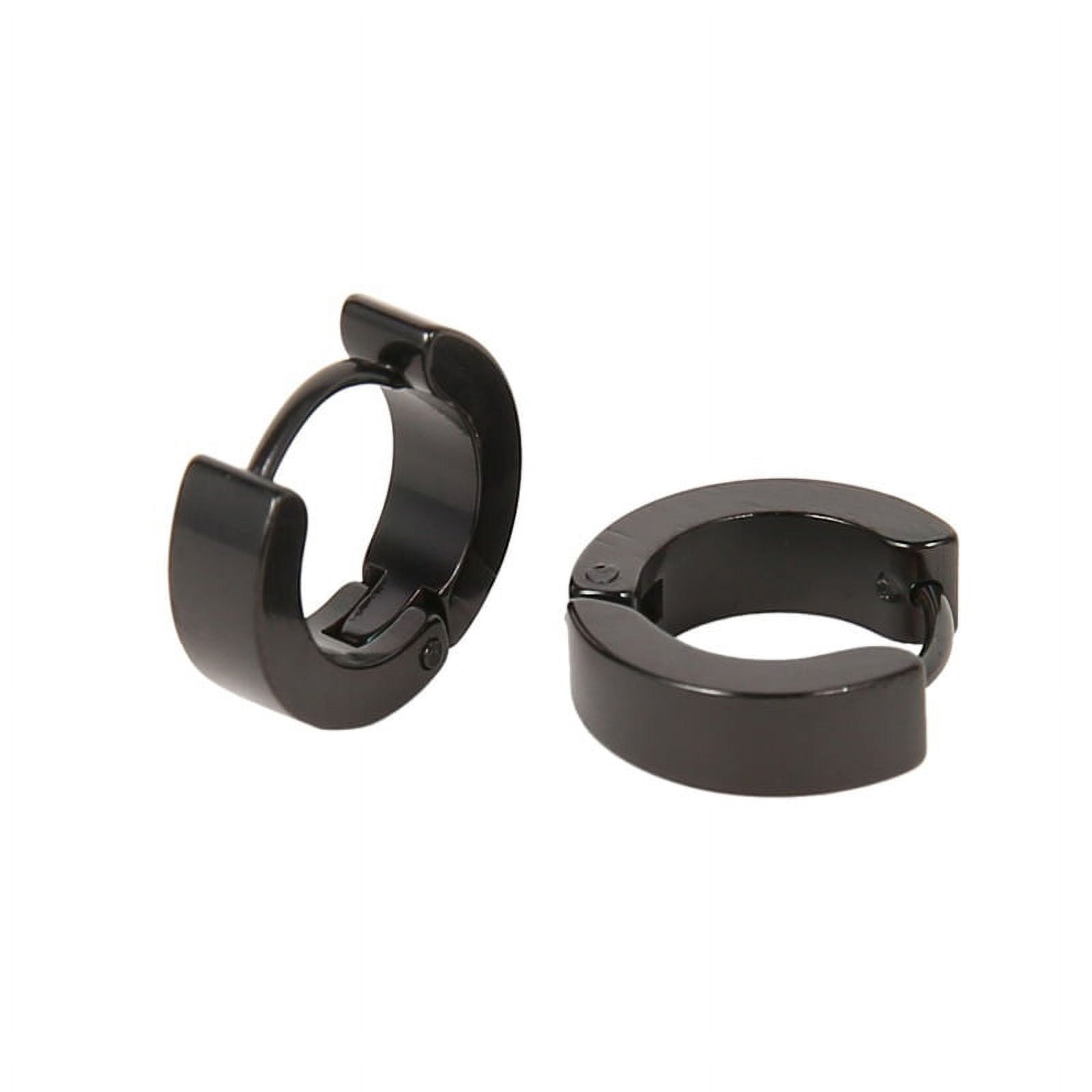 4 Pars Women Men Black Stanless Steel Stud Hoop Earrngs Set Barbell