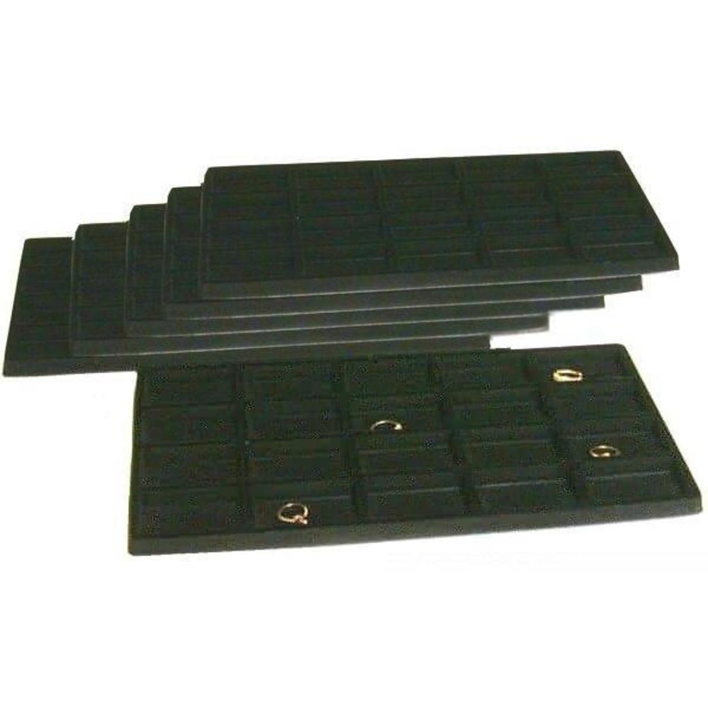 6 Black 20 Slot Pendant Jewelry Showcase Display Tray Inserts