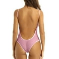 thumbnail image 3 of Traje de Uniforme Body Gibobby de malla sin espalda 1 pieza para mujer Cuello halter con cordones picardías transparente Lencería rosa XXL, 3 of 4