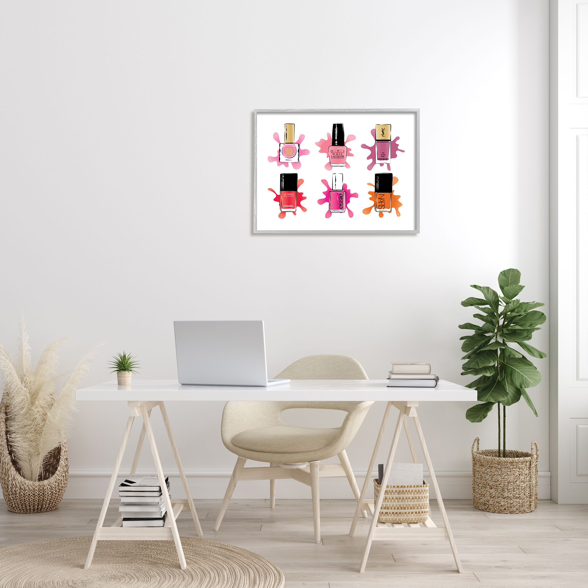 Stupell Industries Splash Nail Polish Glam Pink Purple Orange, 24 x 30, Designed by Martina Pavlova