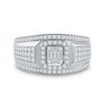 thumbnail image 2 of Solid 14K White Gold Baguette Real Natural Diamond Mens Square Cluster Anniversary Ring 1 Carat - Size - 8.5 ( 1.05 Cttw ), 2 of 5