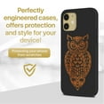 thumbnail image 2 of Case Yard Wooden Case for iPhone-12-Mini Soft TPU Silicone cover Slim Fit Shockproof Wood Protective Phone Cover for Girls Boys Men and Women Supports Wireless Charging Owl 3 Design, 2 of 7