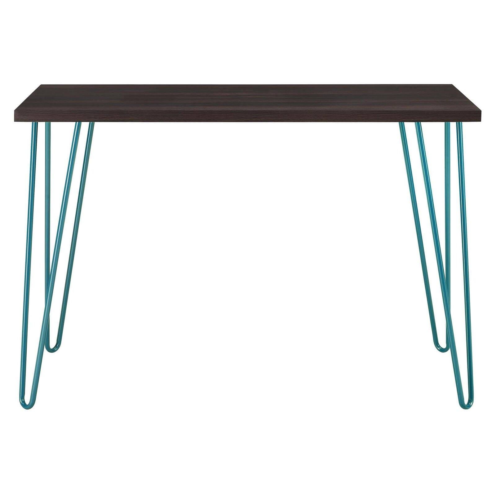 Owen Retro Computer Desk, Espresso/Teal
