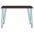 Ameriwood Home Owen Retro Computer Desk, Espresso Top, Teal Metal ...